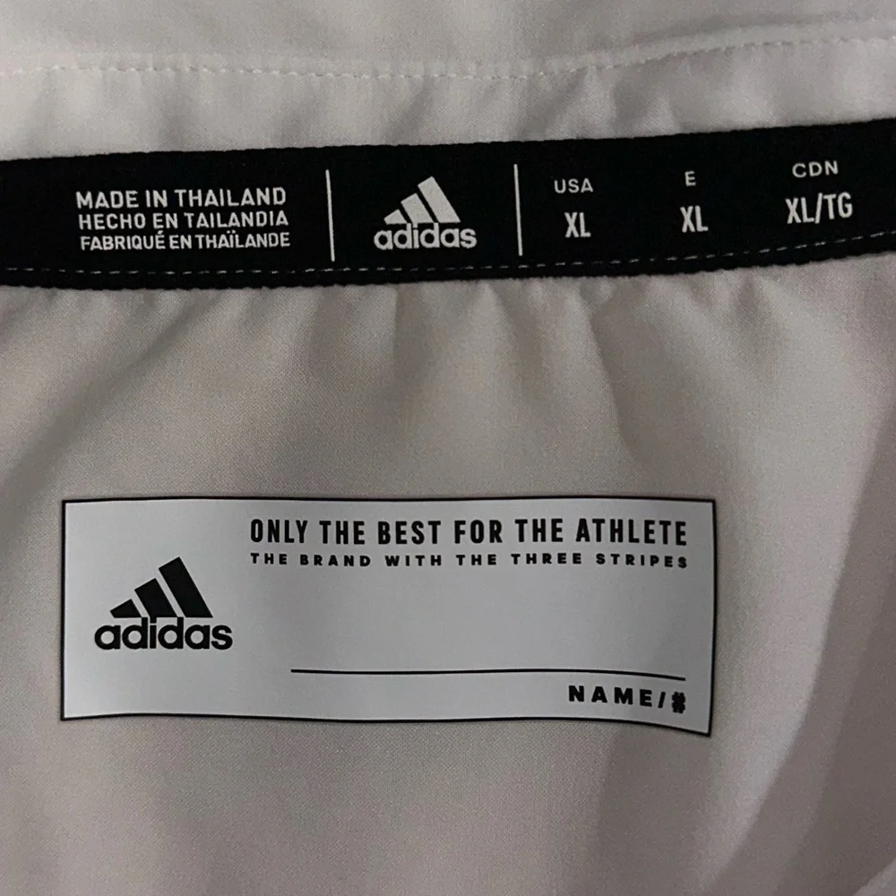 adidas White Short Sleeve Button-Down Polo with Maroon and Gold Logo